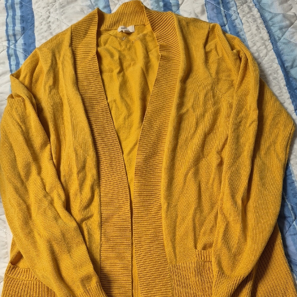 Yellow Open Front Cardigan
